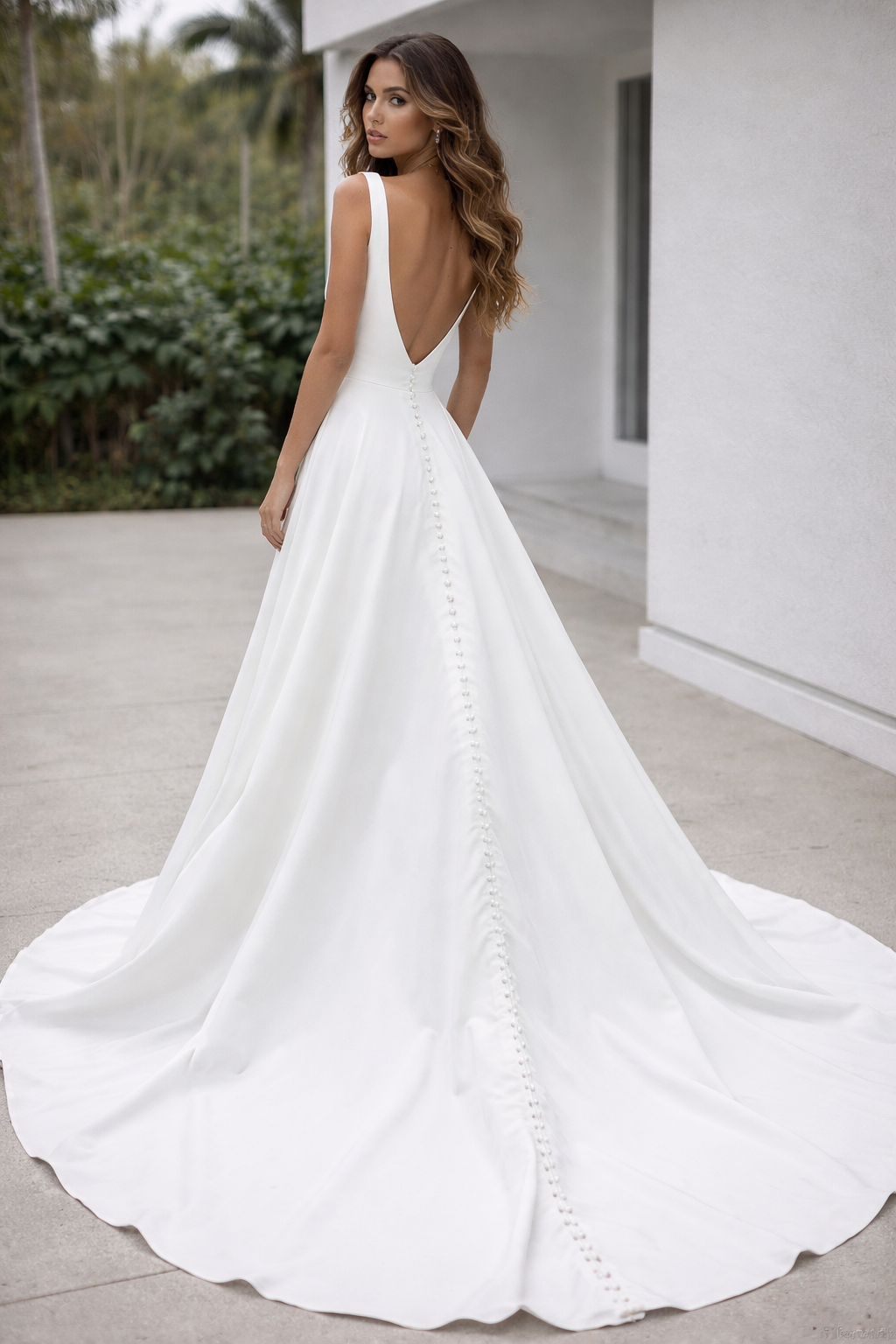 Ivory Élan Plunge Ball Gown