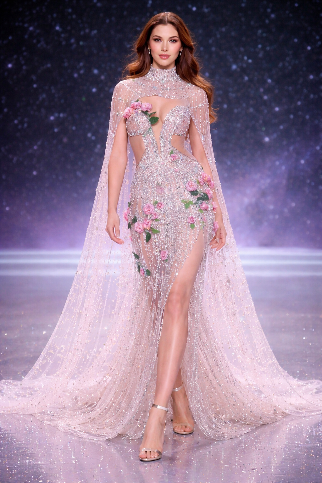 Rosé Lumière Crystal Couture Gown
