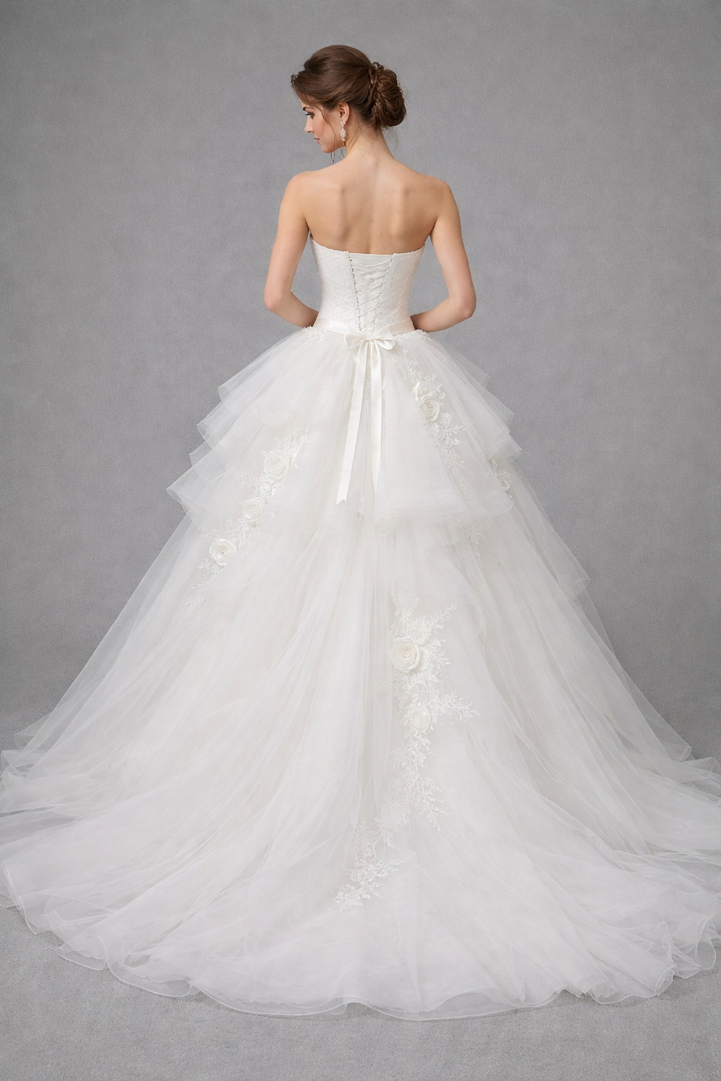 Ivory Rosette Couture Ball Gown