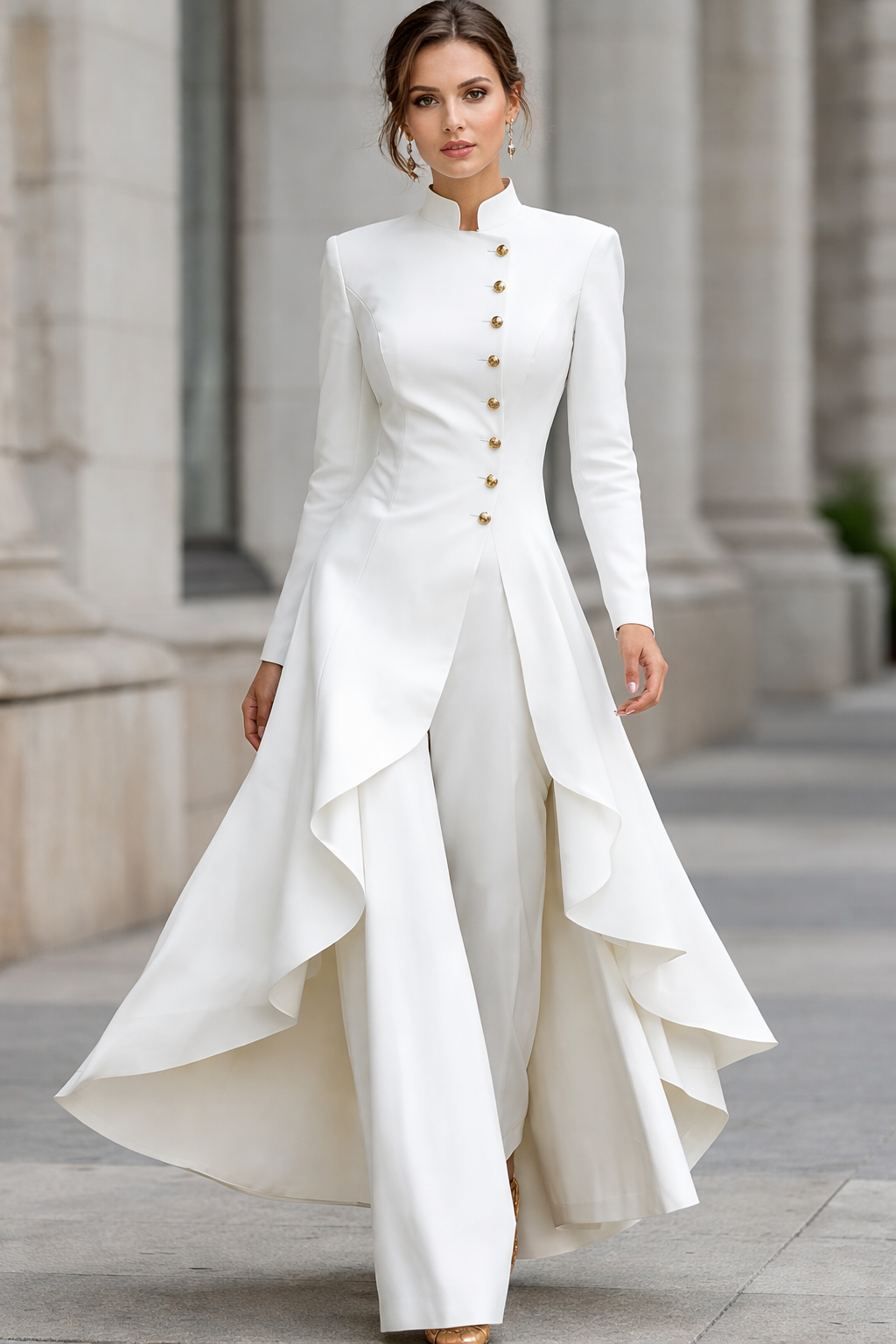 Ivory Sovereign Tailored Coat Gown