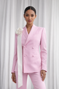 Pink Sculpted Rose Womens Suit
