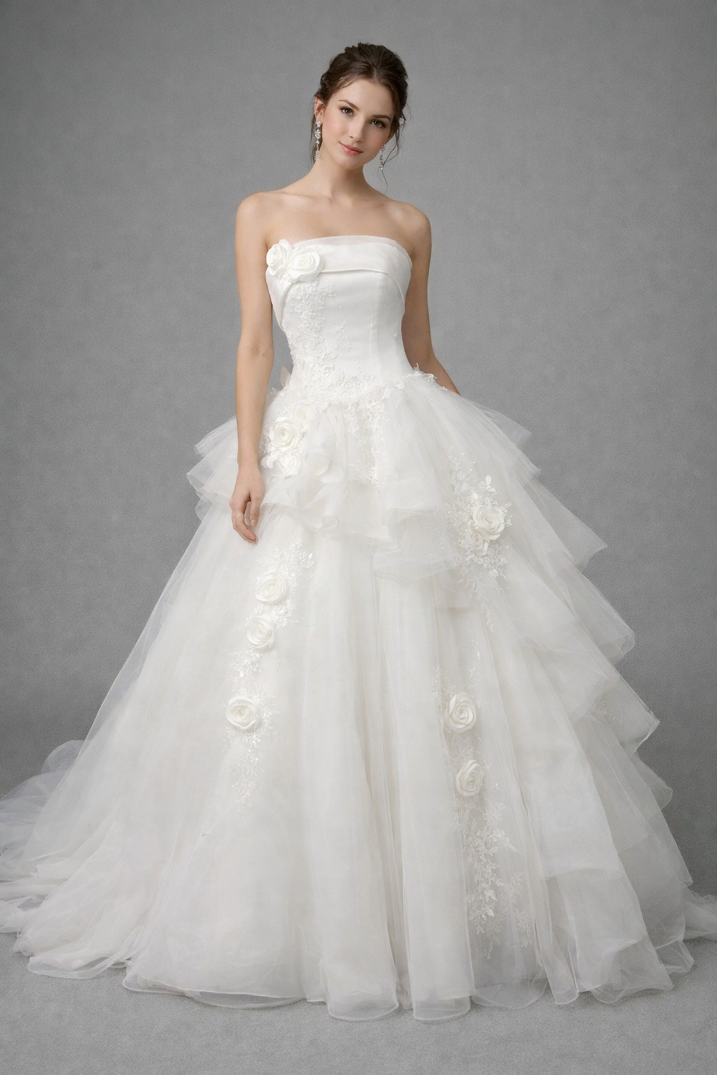 Ivory Rosette Couture Ball Gown