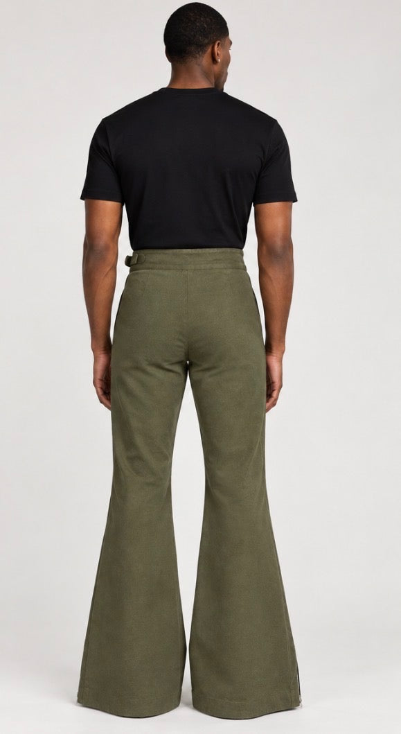 Constaintine Olive Architectural Denim Trouser
