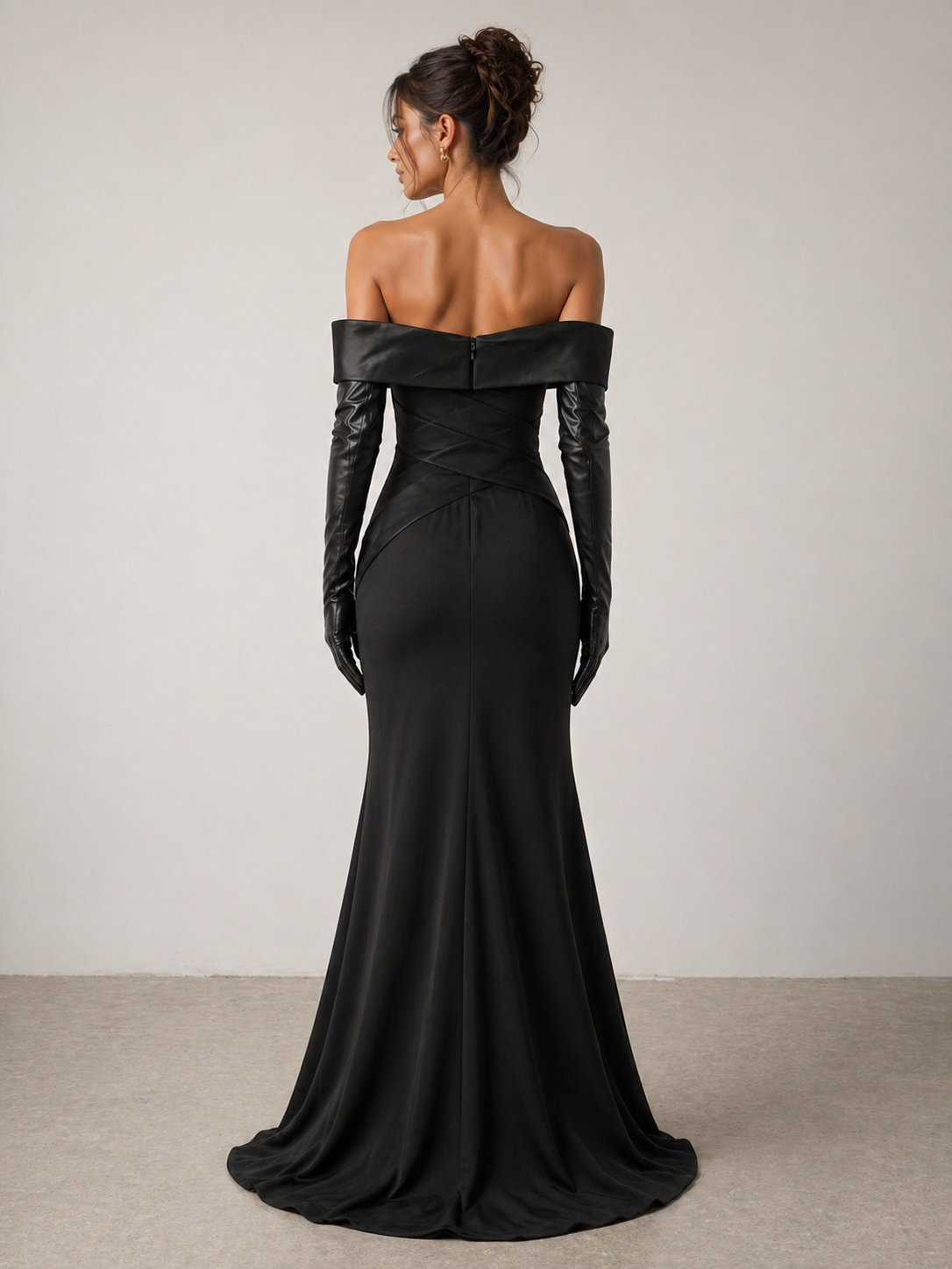 Noir Sovereign Off-Shoulder Gown