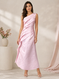 Blush Asymmetry Satin Gown
