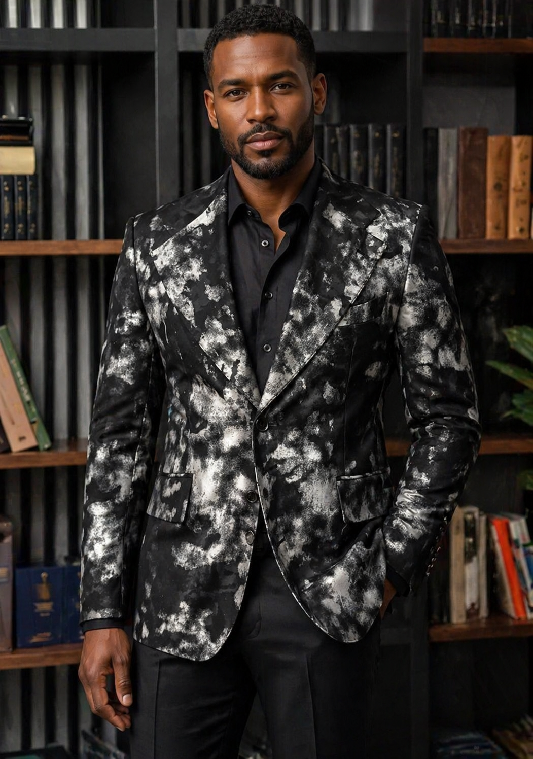 Midnight Marble Statement Blazer