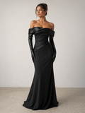 Noir Sovereign Off-Shoulder Gown